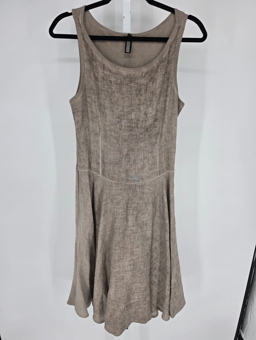 Inizio Gray Linen Sleeveless Minimalist Midi Length Dress Made In Italy  Sz S